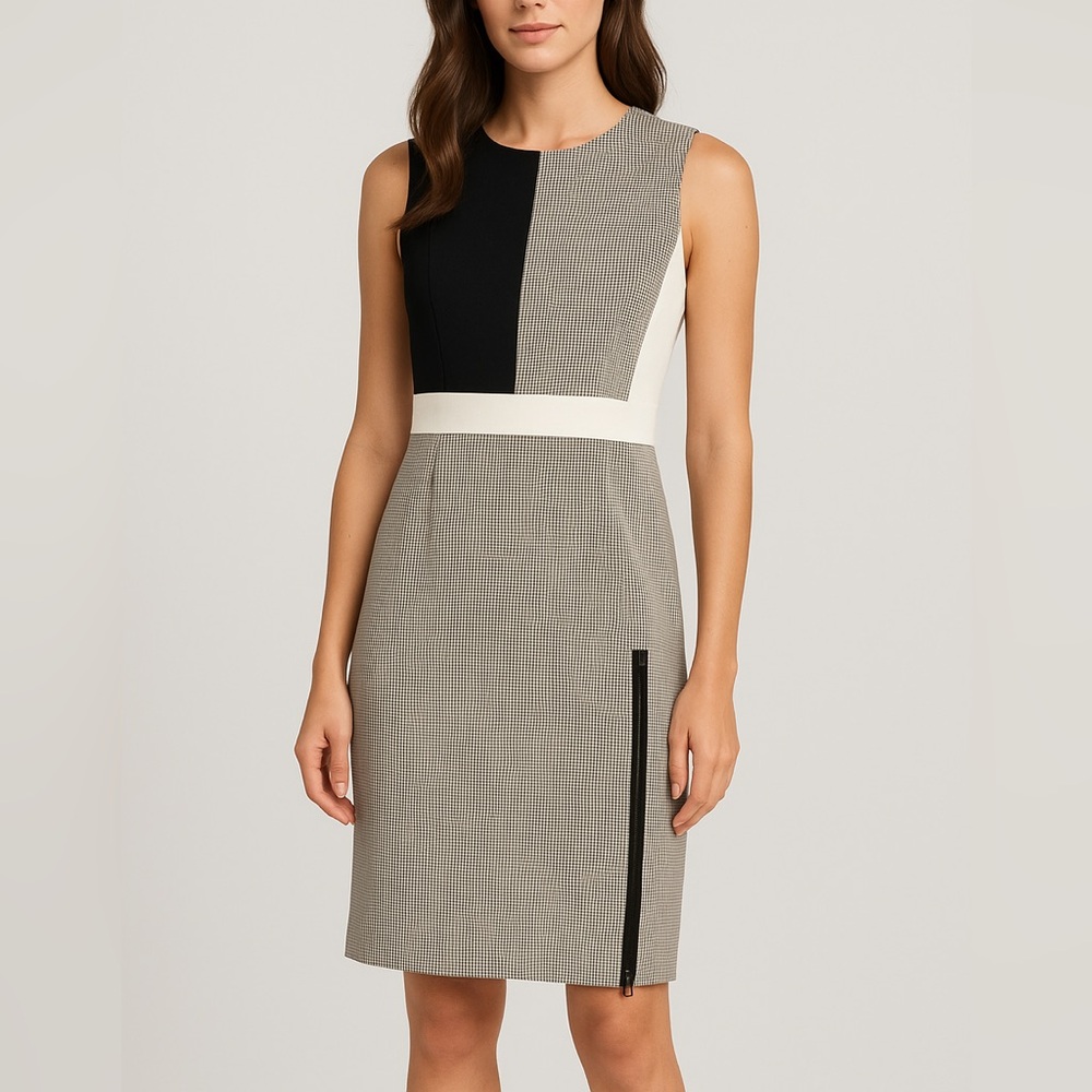 NWT Judith & Charles Alicia Dress Black/White/Check Made in Canada 🇨🇦